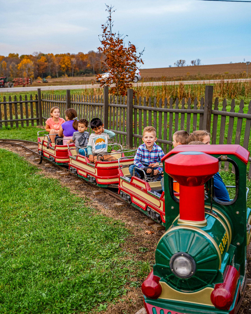 a little train ride with kids on it